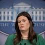 White House press secretary Sarah Huckabee Sanders listens to a question from a reporter during the daily press briefing at the White House, Monday, Oct. 29, 2018, in Washington. Sanders gave a statement on the shooting at a Pittsburgh synagogue and took questions. (AP Photo/Andrew Harnik)