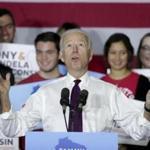 Former Democratic Vice President Joe Biden spoke during a rally with Wisconsin Democrats on Tuesday.