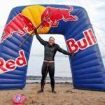 MARGATE, ENGLAND - NOVEMBER 04: Ross Edgley of England celebrates finishing his 'Great British Swim', an historic 2,000 mile swim around Great Britain on November 4, 2018 in Margate, England. (Photo by Luke Walker/Getty Images for Red Bull)