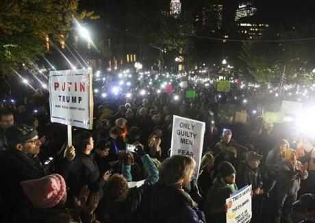 Protesters gathered on Boston Common as part of a nationwide campaign called ?Protect Mueller.?
