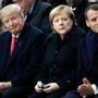 (From let) Melania Trump and President Trump say with Germany?s chancellor, Angela Merkel, and France?s president, Emmanuel Macrom at the ceremony in Paris on Sunday.