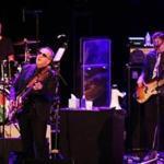 Elvis Costello (center) and the Imposters at the Boch Center Wang Theatre.  