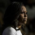 Michelle Obama speaks during the When We All Vote rally in Las Vegas. MUST CREDIT: Photo for The Washington Post by Joe Buglewicz