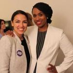 Alexandria Ocasio-Cortez and Ayanna Pressley in a Twitter photo from September 2018. 