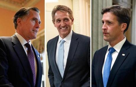 From left to right: Mitt Romney, Jeff Flake and Ben Sasse. 

