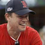 Actor Matt Damon waits for Game 5 of the World Series baseball game between the Boston Red Sox and Los Angeles Dodgers last month in Los Angeles.