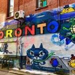 Colorful street art in Graffiti Alley in the Fashion District of Toronto