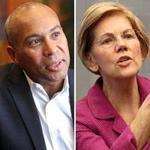 Former governor Deval Patrick (left) and Senators Elizabeth Warren (center) and Bernie Sanders are among the New Englanders who could face off in New Hampshire in 2020.