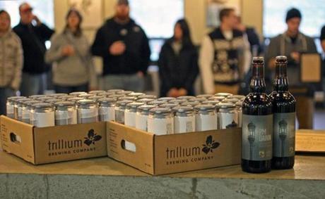 In this 2016 file photo, customers lined up at the Trillium Brewery and Taproom in Canton. 
