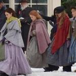 From left: Emma Watson, Eliza Scanlen, Saoirse Ronan, and Florence Pugh on the set of 