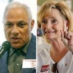 Democrat Mike Espy (left) and Republican incumbent Cindy Hyde-Smith are in a run-off for a US Senate seat in Mississippi.