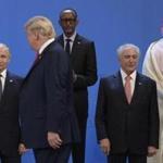 President Trump and other world leaders lined up for a photo during the G20 Leaders? Summit in Buenos Aires on Friday.