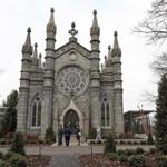 A ceremony will be held Saturday at 1 p.m. to mark the completion of renovations and improvements to Mount Auburn Cemetery and the Bigelow Chapel (above).