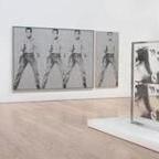 Installation view of Andy Warhol - From A to B and Back Again (Whitney Museum of American Art, New York, November 12, 2018-March 31, 2019). From left to right: Silver Marlon, 1963; Triple Elvis [Ferus Type], 1963; Single Elvis [Ferus Type], 1963; Large Sleep, 1965; Marilyn Diptych, 1962. Photograph by Ron Amstutz. © 2018 The Andy Warhol Foundation for the Visual Arts, Inc. / Licensed by Artists Rights Society (ARS), New York
