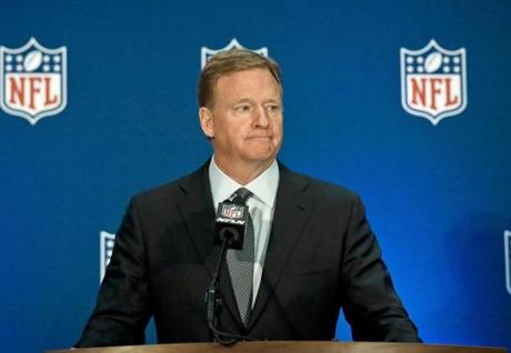 NFL commissioner Roger Goodell speaks during a press conference after the NFL owners meetings, Wednesday, Oct. 17, 2018, in New York. (AP Photo/Bebeto Matthews)
