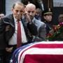 WASHINGTON, DC - DECEMBER 4: Former Senator Bob Dole stands up and salutes the casket of the late former President George H.W. Bush as he lies in state at the U.S. Capitol, December 4, 2018 in Washington, DC. A WWII combat veteran, Bush served as a member of Congress from Texas, ambassador to the United Nations, director of the CIA, vice president and 41st president of the United States. Bush will lie in state in the U.S. Capitol Rotunda until Wednesday morning. (Photo by Drew Angerer/Getty Images)