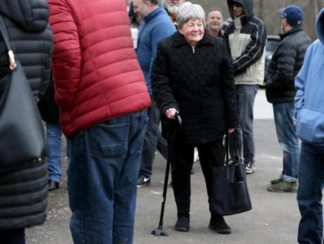 11/29/2018 Leicester Ma- Sue Annis (cq) age 87, stands in line, at Cultivate, a cannabis dispensary in Leicester.She was looking to buy CBD Gummies, but the dispensary didn't have any to sell. Jonathan Wiggs /Globe Staff Reporter:Topic: 

