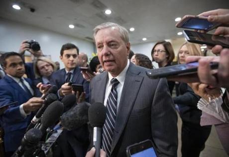 Sen. Lindsey Graham, R-S.C., chairman of the Subcommittee on Crime and Terrorism, speaks to reporters after a closed-door security briefing by CIA Director Gina Haspel on the slaying of Saudi journalist Jamal Khashoggi and involvement of the Saudi crown prince, Mohammed bin Salman, at the Capitol in Washington, Tuesday, Dec. 4, 2018. Graham said there is 