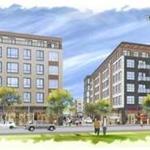 An artist?s image of the newest version of the Dot Block development on Dorchester Avenue in Boston.
