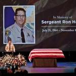 Ventura County Sheriff Bill Ayub addressed the crowd at a memorial service for Sheriff Sgt. Ron Helus last month.  