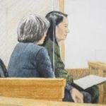 Huawei Technologies executive Meng Wanzhou (right) and her translator are depicted during a court hearing Friday in Vancouver.