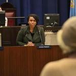 Boston City Councilor and US Representative-elect Ayanna Pressley listened to Telisha Gilliard share her experiences with violence in Boston during the City Council?s Community Voices hearing Monday.
