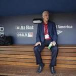 President of Baseball Operations for the Boston Red Sox Dave Dombrowski sits in the team's dugout before Game 5 of the World Series baseball game between the Boston Red Sox and Los Angeles Dodgers on Sunday, Oct. 28, 2018, in Los Angeles. (AP Photo/David J. Phillip)