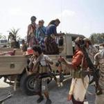 Fighters with the Saudi-led coalition near Hudaydah, Yemen. 