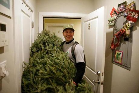 Jeff Feccia was a welcome sight delivering trees in South Boston.
