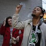 Kieron Vaughn lit up a marijuana cigarette outside the Harvest Cup event in Worcester.