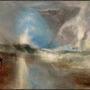 Turner and Constable: The Inhabited Landscape, on view December 15, 2018-March 10, 2019 at Clark Art Institute, Williamstown, MA. Caption: Joseph Mallord William Turner (English, 1775-1851), Rockets and Blue Lights (Close at Hand) to Warn Steamboats of Shoal Water, 1840. Oil on canvas, 36 1/4 x 48 1/8 in. Clark Art Institute, 1955.37.