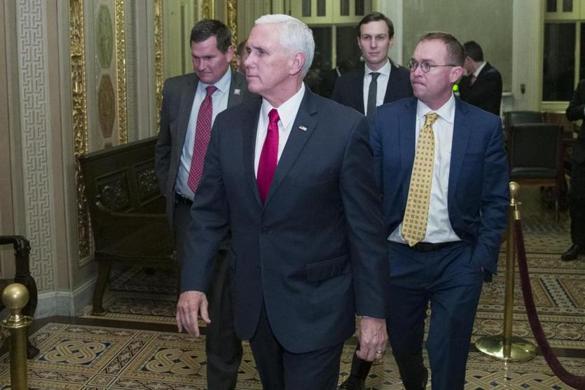 A White House negotiating team that included Vice President Mike Pence, senior adviser Jared Kushner, and chief of staff Mick Mulvaney departed from the Capitol on Friday.