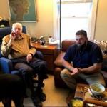 Lester Grinspoon (left) and Stephen Mandile smoked marijuana together at Grinspoon?s home in Newton.