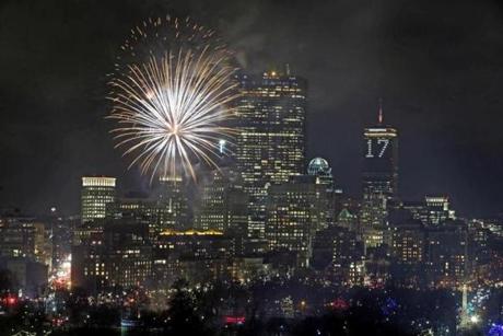 A fireworks display during the First Night celebration at Boston Common as revelers rung in 2017. 
