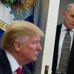 (FILES): In this file photo taken on February 02, 2018, White House Chief of Staff John Kelly looks on as US President Donald Trump meets with North Korean defectors in the Oval Office at the White House in Washington, DC. - Outgoing White House Chief of Staff John Kelly said he had 