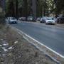 A road lined with trash in Yosemite National Park in California.
