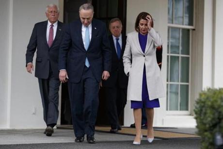 From left: House Majority Leader Steny Hoyer, Senate Minority Leader Chuck Schumer, Senator Dick Durbin, House Speaker Nancy Pelosi left the White House Friday. 
