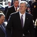 Governor Charlie Baker arrived for his swearing-in to a second term at the State House in Boston on Thursday. 