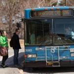 Passengers boarded a Berkshire Regional Transit Authority bus at Berkshire Community College in Pittsfield.