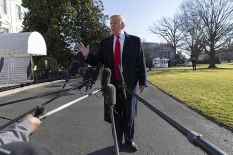 WASHINGTON, DC - JANUARY 6: U.S. President Donald Trump speaks to the media before departing the White House for Camp David on January 6, 2019 in Washington, DC. (Photo by Chris Kleponis - Pool/Getty Images)
