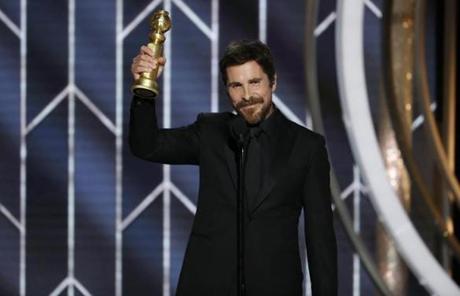 Christian Bale accepted the award for best actor in a motion picture musical or comedy.
