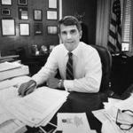 Boston, MA - 9/23/1988: New England regional administrator of the Environmental Protection Agency Michael R. Deland sits in his office in the John F. Kennedy Federal Building in Boston on Sep. 23, 1988. (John Blanding/Globe Staff) --- BGPA Reference: 190109_BS_016