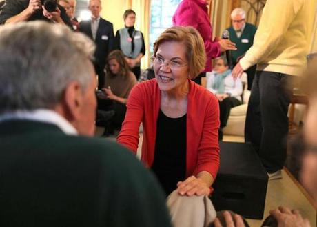 Senator Elizabeth Warren spoke to potential supporters Saturday in Concord, N.H., at the home of former state Senator Silvia Larsen.
