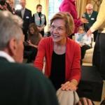Senator Elizabeth Warren made a stop over the weekend at the home of former N.H. state Senator Sylvia Larsen, where she greeted attendees.  