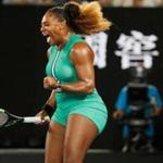 Serena Williams of the US reacts after a point during her women's singles match against Canada's Eugenie Bouchard on day four of the Australian Open tennis tournament in Melbourne on January 17, 2019. (Photo by DAVID GRAY / AFP) / -- IMAGE RESTRICTED TO EDITORIAL USE - STRICTLY NO COMMERCIAL USE --DAVID GRAY/AFP/Getty Images