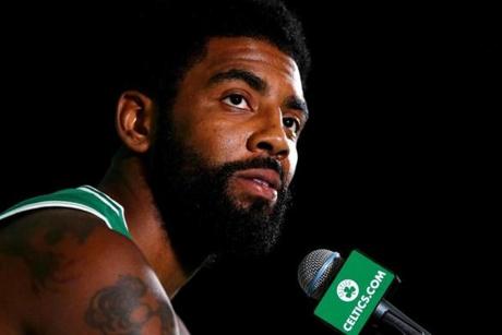 BOSTON, MASSACHUSETTS - JANUARY 09: Kyrie Irving #11 of the Boston Celtics celebrates during the first quarter against the Indiana Pacers at TD Garden on January 09, 2019 in Boston, Massachusetts. NOTE TO USER: User expressly acknowledges and agrees that, by downloading and or using this photograph, User is consenting to the terms and conditions of the Getty Images License Agreement. (Photo by Maddie Meyer/Getty Images)
