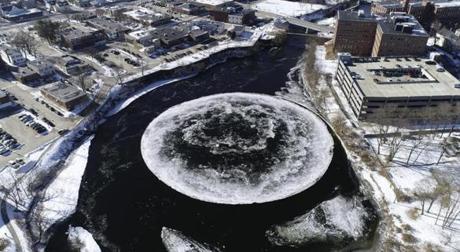 Westbrook Maine?s famous ice disk earlier this month. 
