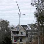 01/23/2019 Falmouth MA - A wind turbine looms over the Craggy Ridge neighborhood in West Falmouth. Opponents of the town of Falmouth's wind turbines,have complained, that they are eyesores, and even cause neighbors physical harm. .Jonathan Wiggs/Globe StaffReporter:Topic: