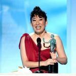 Sandra Oh accepted the award for Outstanding Performance by a Female Actor in a Drama Series onstage at the Screen Actors Guild Awards on Sunday in Los Angeles.