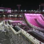 Boston, MA--1/31/2019--The Red Bull Crashed Ice course at Fenway Park Thursday evening. (Nathan Klima) Topic: crashedicepreview Reporter: